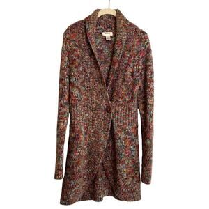 Anthropologie Sleeping on Snow Cardigan Medium Multicolor Wool Blend Chunky Knit